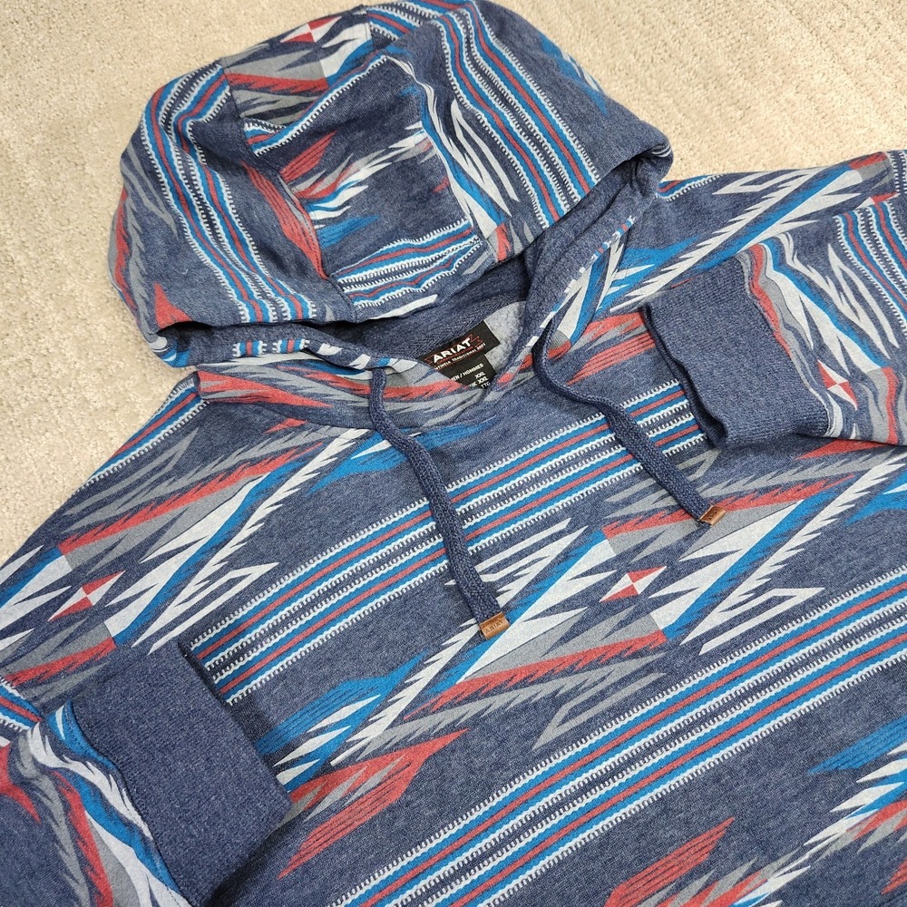 Ariat Hoodie Men XXL Aztec Southwestern AOP Chimayo Fleece Sweatshirt Cotton